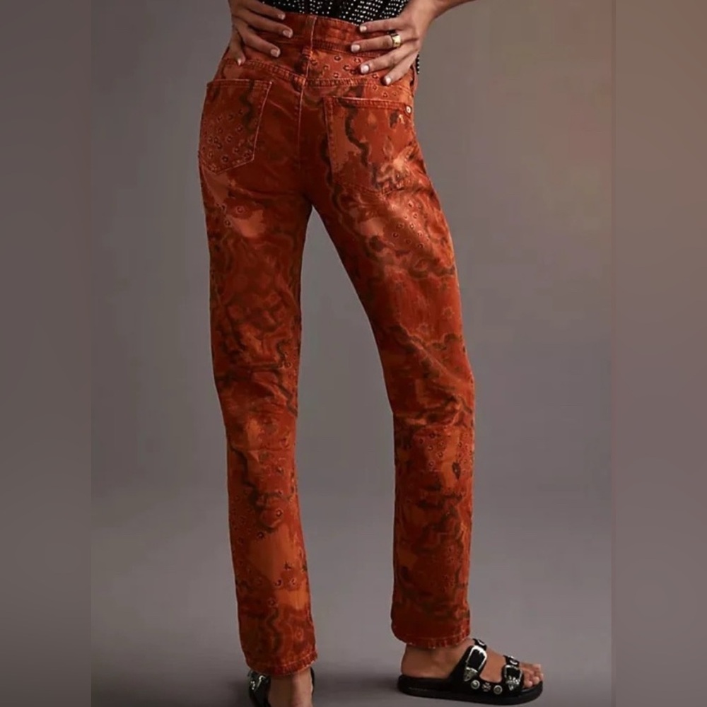 Anthropologie Pilcro The Slim Boyfriend Distressed Jeans- burnt orange EUC